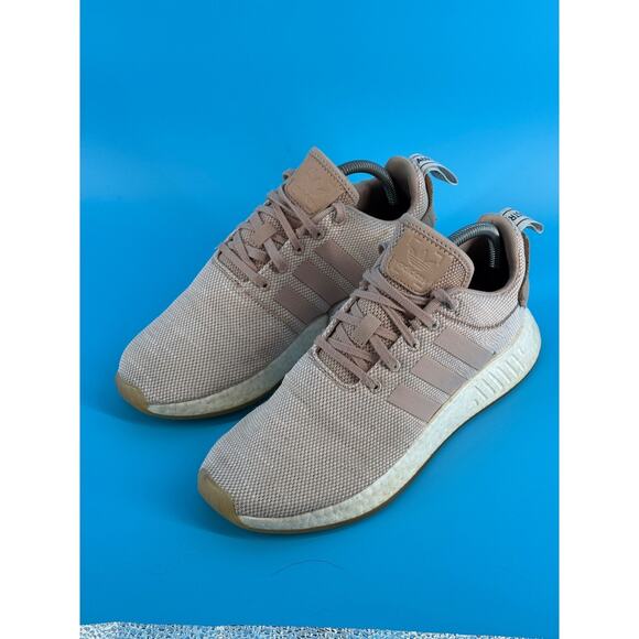 Adidas NMD R2 Womens Size 9 Tan Beige Navy Casual Running Sneakers Athleisure - Picture 1 of 13